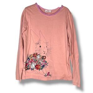 Girls Hanna Anderson Rabbit Pink Long Sleeve Shirt 130